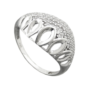 Ring Damenring weiße Zirkonia rundum gewölbt Muster 925 Silber