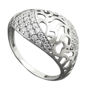 Ring Damenring mit vielen weißen Zirkonia gewölbt 925 Silber