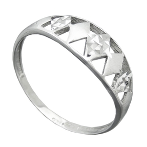 Ring Damenring weiße Zirkonia Rhomben teilmatt 925 Silber