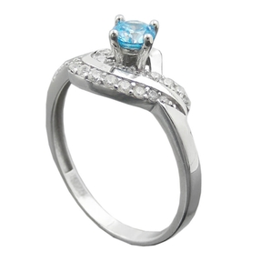 Eleganter Ring Damenring mit Zirkonia aqua und weiß 925 Silber