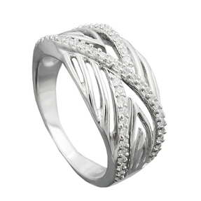 Ring Damenring Zirkonia weiß überkreuzte Streifen 925 Silber