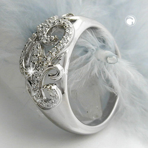 Ring mit Muster Zirkonia 925 Silber