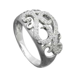 Ring Damenring mit weißen Zirkonia auf dem Muster 925 Silber