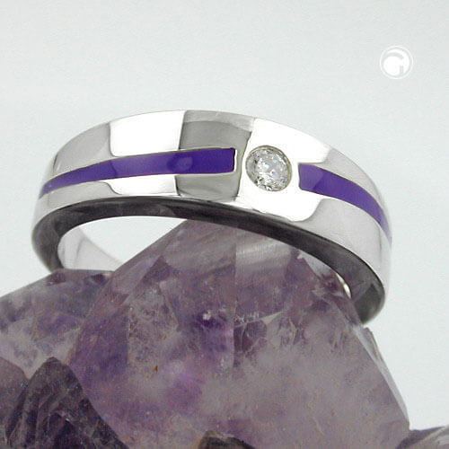 Ring lila Streifen Zirkonia 925 Silber