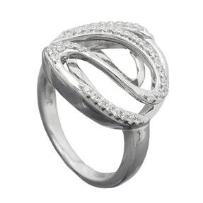 Eleganter Ring Damenring weiße Zirkonia zweilagig 925 Silber