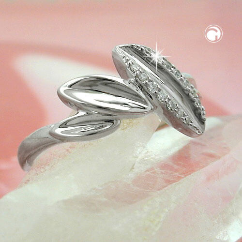 Ring Blätter mit Zirkonia 925 Silber