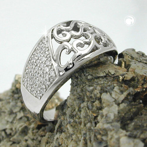 Ring mit Ornament Zirkonia 925 Silber