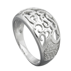 Ring Damenring mit Ornament Muster weiße Zirkonia 925 Silber
