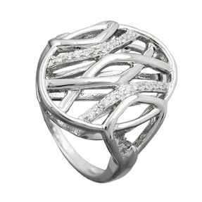 Ring Damenring in Kreisform mit Zirkonia weiß 925 Silber