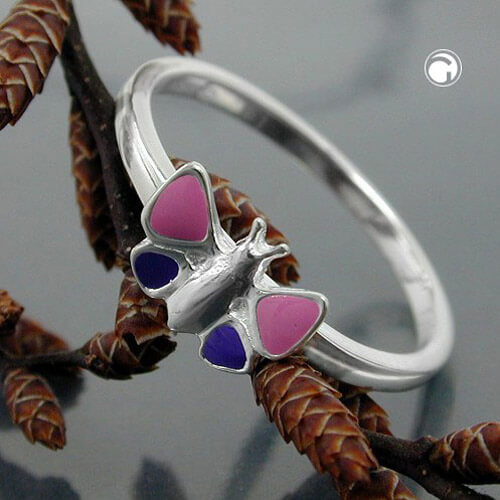 Kinderring Schmetterling pink-lila 925 Silber