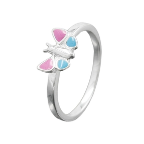 Ring Schmetterling pink blau 925 Silber für Kinder