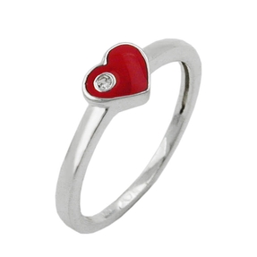 Ring Kinderring Herz-rot Zirkonia 925 Silber Kinder Ring Kinderring Herz-rot Zirkonia 925 Silber Kinder