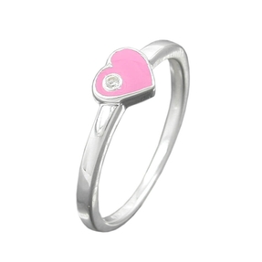 Ring Kinderring Herz-pink & Zirkonia weiß 925 Silber Silberring