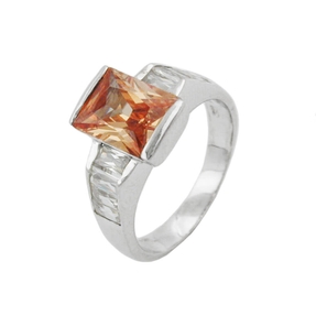Ring für Damen Damenring mit Zirkonia topas-weiß 925 Silber