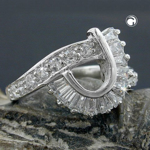 P Form Ring mit Zirkonia 925 Silber