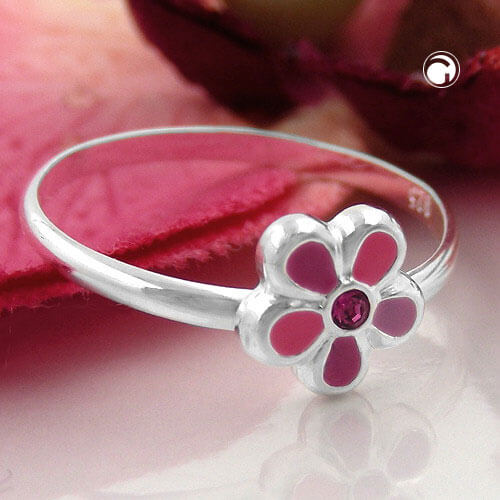Kinderring Blume pink 925 Silber