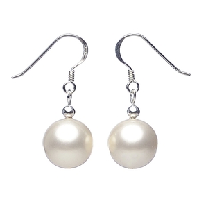 Ohrringe Ohrhänger Muschelkernperlen 10mm & 925 Silber weiß Ohrschmuck Perlen Damen