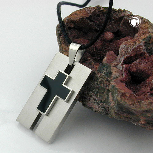 1mm Kordelkette Kreuz aus Edelstahl Herren 70-90cm