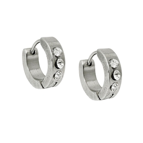 Creolen 12x4mm Klappcreolen Ohrringe glänzend mit weißen Zirkonia Edelstahl Creolen 12x4mm Klappcreolen Ohrringe glänzend mit weißen Zirkonia Edelstahl