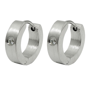 Creolen 13x4mm Klappcreolen mit weißem Glasstein, Edelstahl mattierte Ohrringe Creolen 13x4mm Klappcreolen mit weißem Glasstein, Edelstahl mattierte Ohrringe