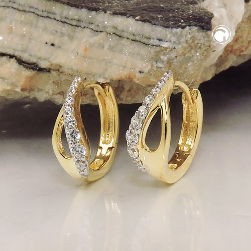 Creolen 13x5mm Klappcreolen Zirkonia 375 Gelbgold