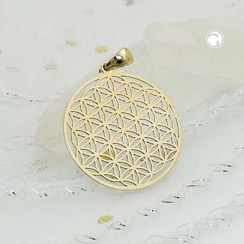 Anhänger Muster Blume des Lebens rund 375 Gelbgold