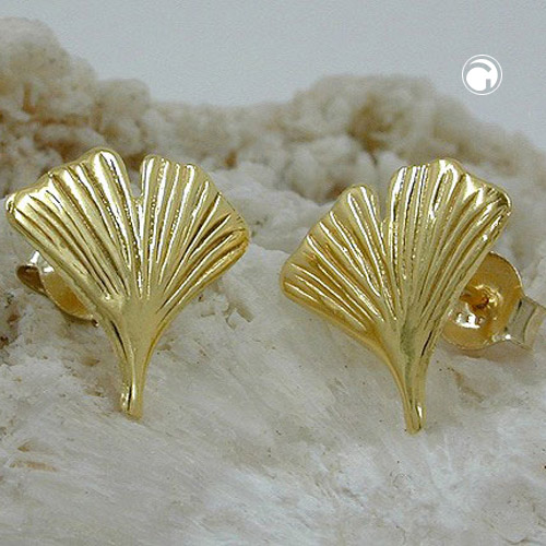 Ohrstecker Ginkgoblatt glänzend 375 Gelbgold
