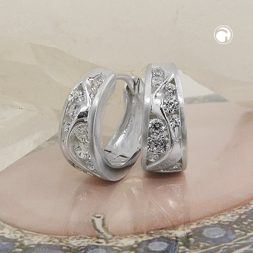 Creolen 12mm Klappcreolen Zirkonia 925 Silber