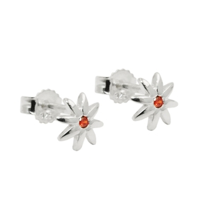 Ohrstecker Ohrringe Ohrschmuck Blume Blümchen mit rot-orange Zirkonia 925 Silber
