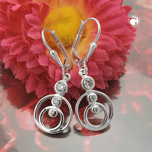 Brisur Ohrhänger Ring im Ring Zirkonia 925 Silber