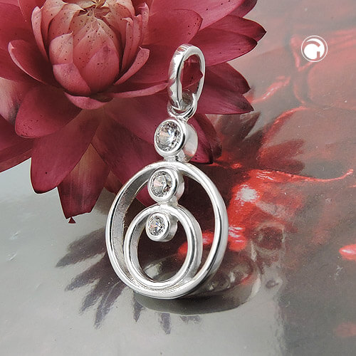 Anhänger zwei Ringe mit Zirkonia 925 Silber