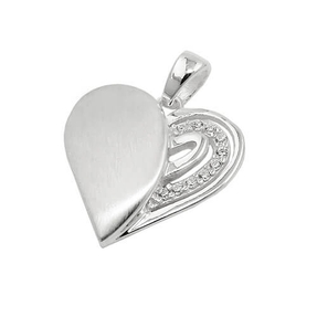Anhänger Halsschmuck, Herz Herzchen mit weißen Zirkonia, 925 Silber