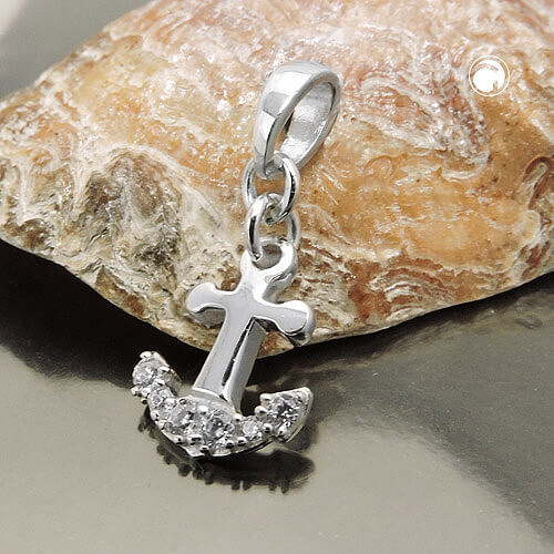 Anhänger Schiffsanker mit Zirkonia 925 Silber