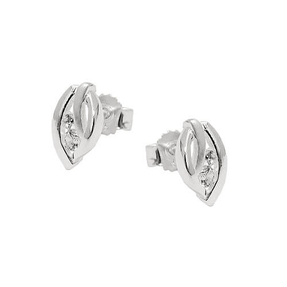 Ohrstecker Ohrringe Ohrschmuck Blatt matt-glänzend, weiße Zirkonia, 925 Silber Ohrstecker Ohrringe Ohrschmuck Blatt matt-glänzend, weiße Zirkonia, 925 Silber