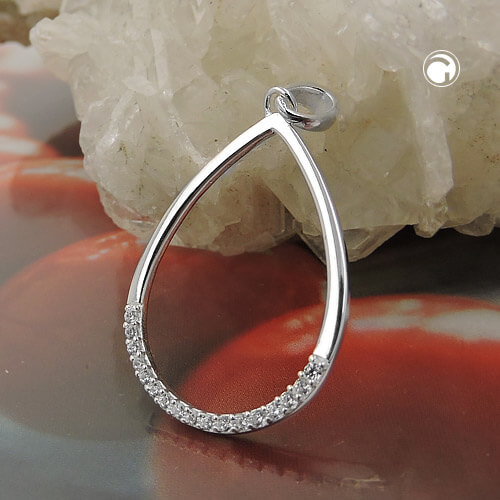 Anhänger Tropfen mit weißen Zirkonia 925 Silber
