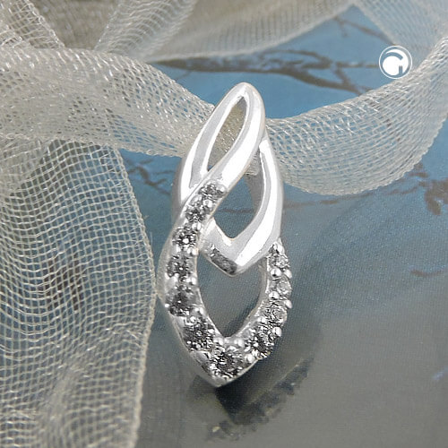 Anhänger spitzovale Blätter Zirkonia 925 Silber