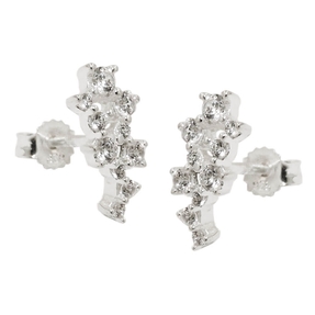 Ohrstecker Ohrringe Ohrschmuck, Blume mit weißen Zirkonia, 925 Silber