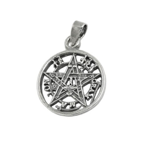Anhänger Pentagramm Stern Amulett mit Schrift geschwärzt JHWH, antik, 925 Silber