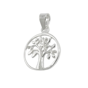 Anhänger Halsschmuck, Baum des Lebens Lebensbaum, rund glänzend 925 Silber