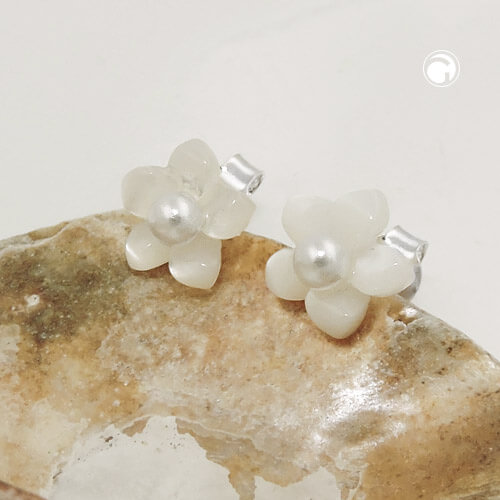 Kinderohrstecker Blümchen Perlmutt 925 Silber