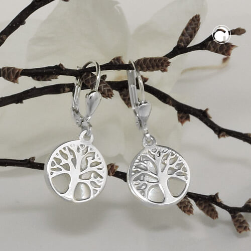 Brisur Lebensbaum mit Perlmutt 925 Silber