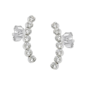 Ohrstecker Ohrringe Ohrschmuck, Bogen mit weißen Zirkonia, 925 Silber