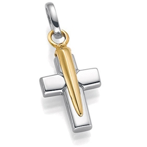 Goldkreuz Anhänger Kreuz aus 585 Gold Gelbgold & Weißgold bicolor Unisex Goldkreuz Anhänger Kreuz aus 585 Gold Gelbgold & Weißgold bicolor Unisex