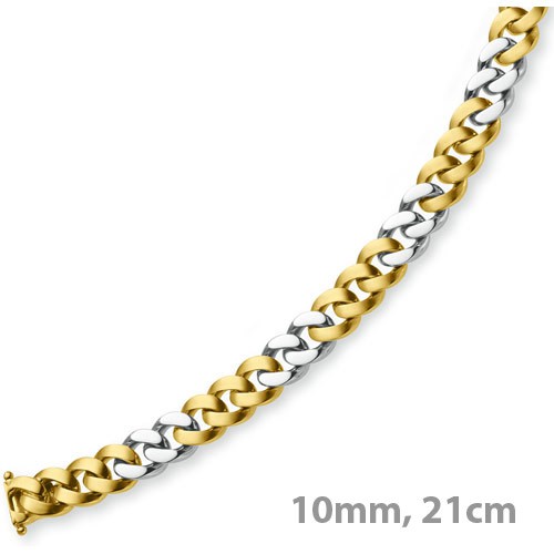 10mm Panzerarmband 585 Gold bicolor 21cm
