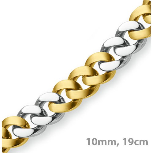 10mm Panzerarmband 585 Gold bicolor 19cm