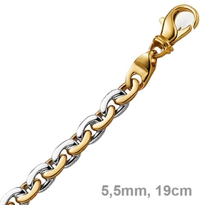 5,5mm Armband Armkette Rundankerkette 585 Gold Gelbgold & Weißgold 19cm Unisex 5,5mm Armband Armkette Rundankerkette 585 Gold Gelbgold & Weißgold 19cm Unisex