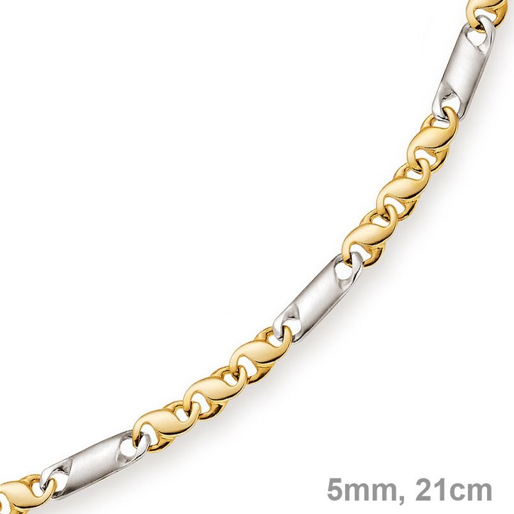 5mm Armband Tigeraugekette 585 Gold bicolor 21cm
