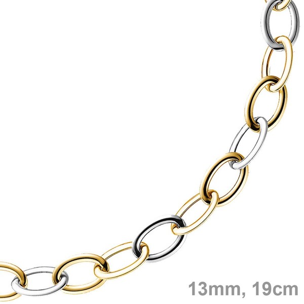 13mm Armband Weitanker 585 Gold bicolor 19cm