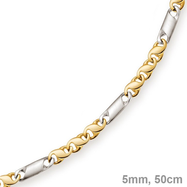 5mm Tigeraugekette 585 Gold bicolor 50cm