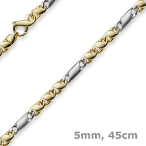 5mm Kette Collier Tigeraugekette 585 Gold Weißgold & Gelbgold 45cm Goldkette 5mm Kette Collier Tigeraugekette 585 Gold Weißgold & Gelbgold 45cm Goldkette